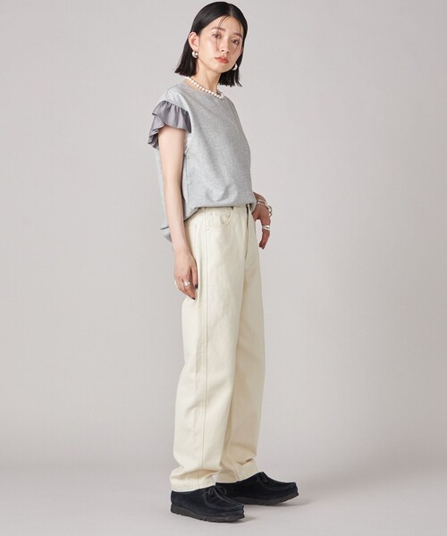 SHIPS(シップス)の「SHIPS NINE CASE:〈手洗い可能〉ミニ 裏毛 フリル カットソー(Tシャツ/カットソー・レディース・ブラック/ライトグレー・ONE SIZE)」の7枚目の写真