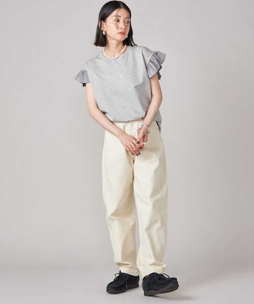 SHIPS(シップス)の「SHIPS NINE CASE:〈手洗い可能〉ミニ 裏毛 フリル カットソー(Tシャツ/カットソー・レディース・ブラック/ライトグレー・ONE SIZE)」の8枚目の写真