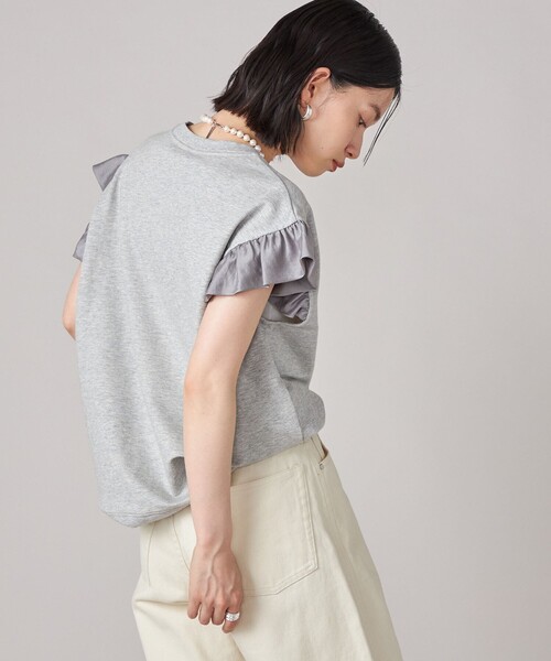 SHIPS(シップス)の「SHIPS NINE CASE:〈手洗い可能〉ミニ 裏毛 フリル カットソー(Tシャツ/カットソー・レディース・ブラック/ライトグレー・ONE SIZE)」の12枚目の写真