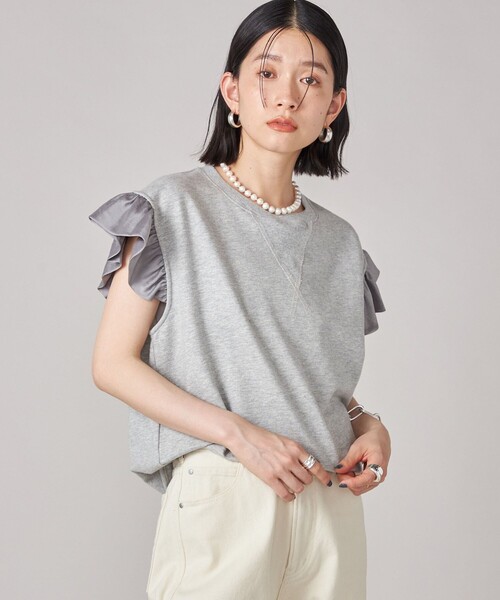 SHIPS(シップス)の「SHIPS NINE CASE:〈手洗い可能〉ミニ 裏毛 フリル カットソー(Tシャツ/カットソー・レディース・ブラック/ライトグレー・ONE SIZE)」の13枚目の写真