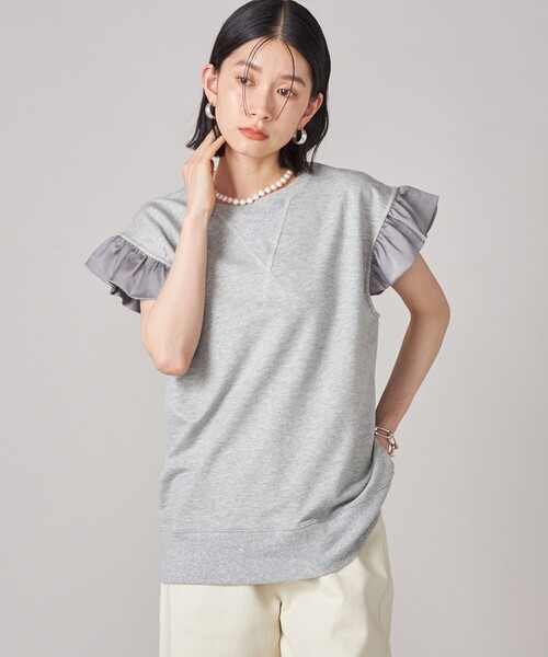 SHIPS(シップス)の「SHIPS NINE CASE:〈手洗い可能〉ミニ 裏毛 フリル カットソー(Tシャツ/カットソー・レディース・ブラック/ライトグレー・ONE SIZE)」の14枚目の写真