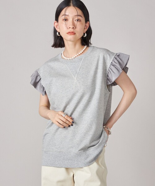 SHIPS(シップス)の「SHIPS NINE CASE:〈手洗い可能〉ミニ 裏毛 フリル カットソー(Tシャツ/カットソー・レディース・ブラック/ライトグレー・ONE SIZE)」の15枚目の写真