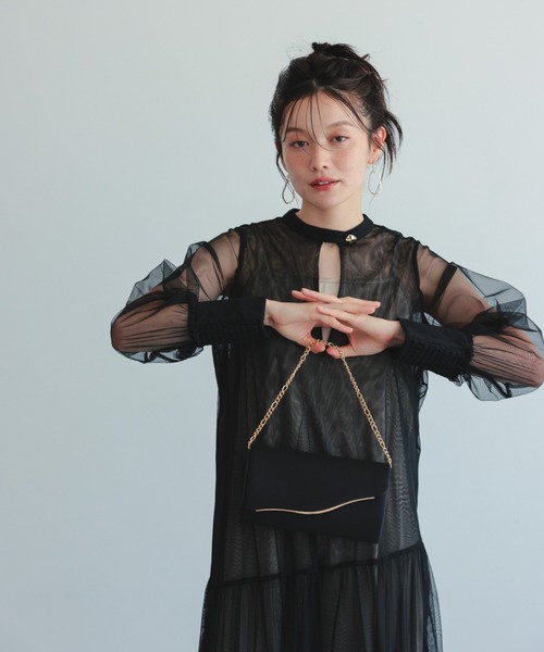 Dorry Doll(ドリードール)の「ウエーブ金具サテンクラッチ(クラッチバッグ・レディース・チャコール/ベージュ/ブラック・FREE)」の22枚目の写真