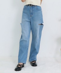 PINKHUNT | PINKHUNT ピンクハント ハートバックルベルト付き デニムロングパンツ 0792K(デニムパンツ)
