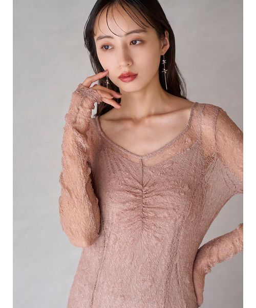 フロントギャザーレースドレス（ドレス）｜SNIDEL（スナイデル）の