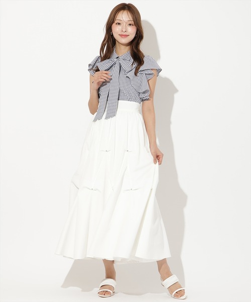 AND COUTURE(アンドクチュール)の「ビジューバルーンティアードスカート(スカート・レディース・ブラック/オフホワイト・SMALL/MEDIUM)」の12枚目の写真