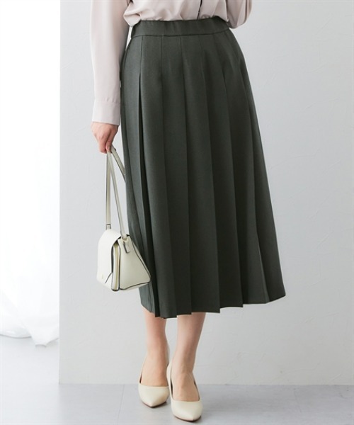 7days Life Styling(セブンデイズライフスタイリング)の「ウール調プリーツスカート(しわになりにくい・洗濯機OK)<大きいサイズ有>(スカート・レディース・チャコール/チェック・3L/LL/L/M/S)」の1枚目の写真