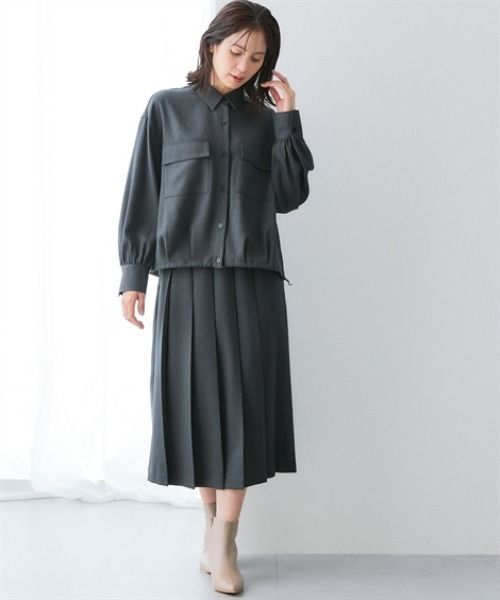 7days Life Styling(セブンデイズライフスタイリング)の「ウール調プリーツスカート(しわになりにくい・洗濯機OK)<大きいサイズ有>(スカート・レディース・チャコール/チェック・3L/LL/L/M/S)」の4枚目の写真