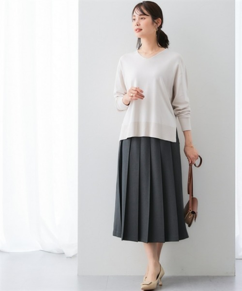 7days Life Styling(セブンデイズライフスタイリング)の「ウール調プリーツスカート(しわになりにくい・洗濯機OK)<大きいサイズ有>(スカート・レディース・チャコール/チェック・3L/LL/L/M/S)」の5枚目の写真