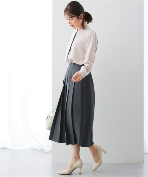 7days Life Styling(セブンデイズライフスタイリング)の「ウール調プリーツスカート(しわになりにくい・洗濯機OK)<大きいサイズ有>(スカート・レディース・チャコール/チェック・3L/LL/L/M/S)」の6枚目の写真