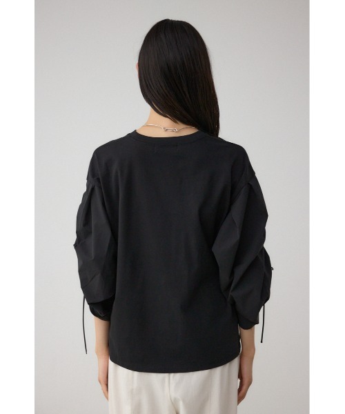 AZUL by moussy(アズールバイマウジー)の「ギャザースリーブカットトップス(Tシャツ/カットソー・レディース・ブラック/オフホワイト/杢グレー/バーガンディー・FREE)」の19枚目の写真