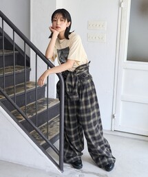 オールインワン サロペット ワイドパンツ チェック柄 ジッパー 楽天市場】チェック（オールインワン・サロペット｜レディース