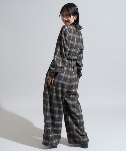 セール】チェック ジャンプスーツ/オールインワン（つなぎ