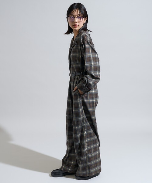 セール】チェック ジャンプスーツ/オールインワン（つなぎ