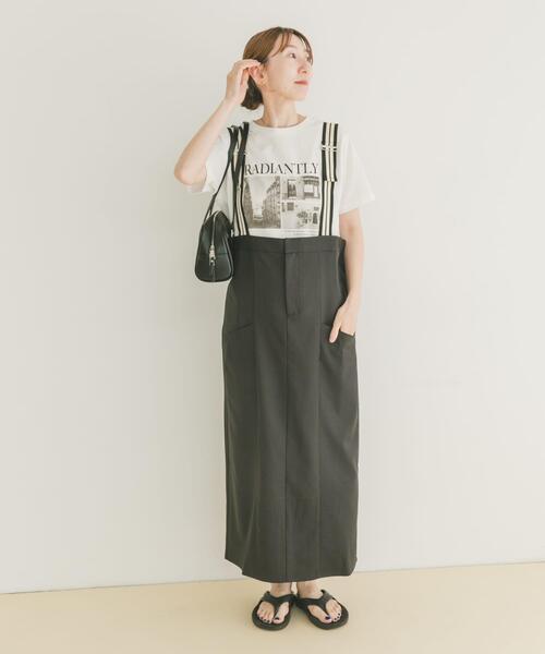 ITEMS URBANRESEARCH（アイテムズ アーバンリサーチ）の「サス付きツイルジャンパースカート（ワンピース・レディース・モカ/チャコールグレー・FREE）」の10枚目の写真