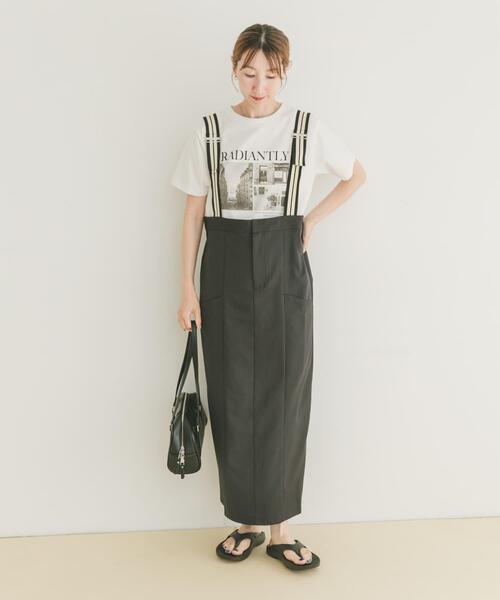 ITEMS URBANRESEARCH（アイテムズ アーバンリサーチ）の「サス付きツイルジャンパースカート（ワンピース・レディース・モカ/チャコールグレー・FREE）」の9枚目の写真