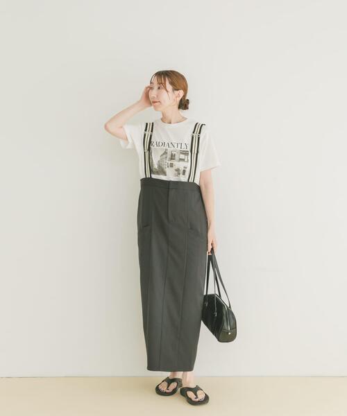 ITEMS URBANRESEARCH（アイテムズ アーバンリサーチ）の「サス付きツイルジャンパースカート（ワンピース・レディース・モカ/チャコールグレー・FREE）」の8枚目の写真