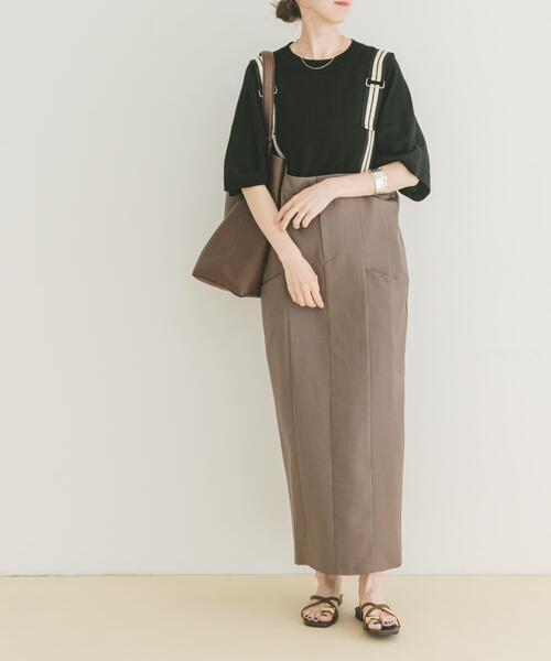 ITEMS URBANRESEARCH（アイテムズ アーバンリサーチ）の「サス付きツイルジャンパースカート（ワンピース・レディース・モカ/チャコールグレー・FREE）」の12枚目の写真