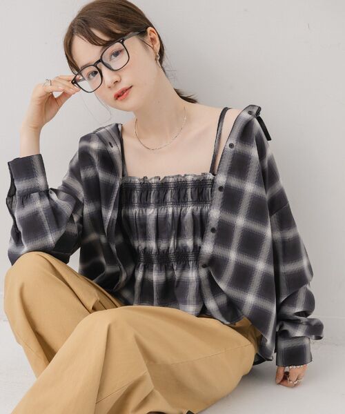 RETRO GIRL（レトロガール）の「ビスチェ付きチェックシャツ（シャツ/ブラウス・レディース・ブルー系その他2/ブラック系その他2/ブラウン系その他2・FREE）」の5枚目の写真