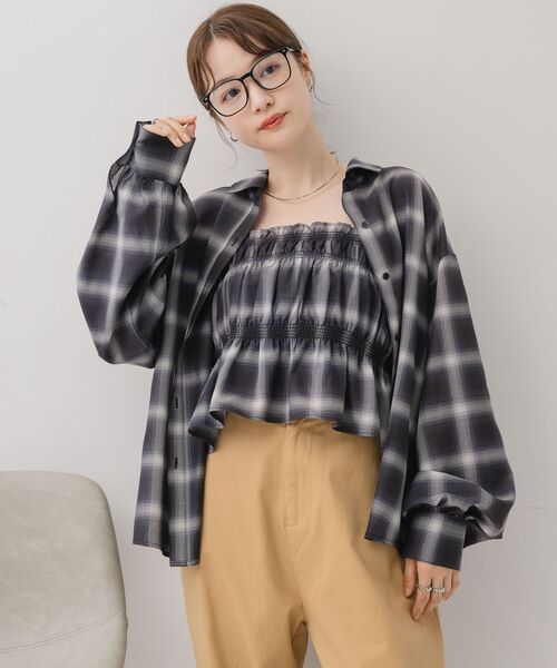 RETRO GIRL（レトロガール）の「ビスチェ付きチェックシャツ（シャツ/ブラウス・レディース・ブルー系その他2/ブラック系その他2/ブラウン系その他2・FREE）」の11枚目の写真