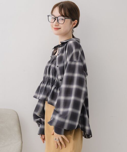 RETRO GIRL（レトロガール）の「ビスチェ付きチェックシャツ（シャツ/ブラウス・レディース・ブルー系その他2/ブラック系その他2/ブラウン系その他2・FREE）」の14枚目の写真