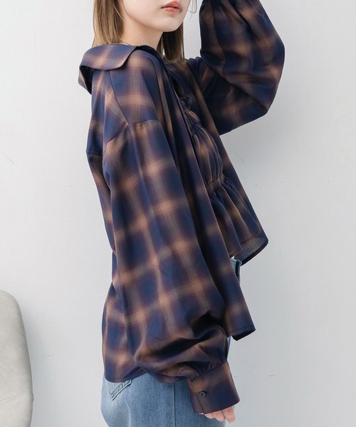 RETRO GIRL（レトロガール）の「ビスチェ付きチェックシャツ（シャツ/ブラウス・レディース・ブルー系その他2/ブラック系その他2/ブラウン系その他2・FREE）」の3枚目の写真