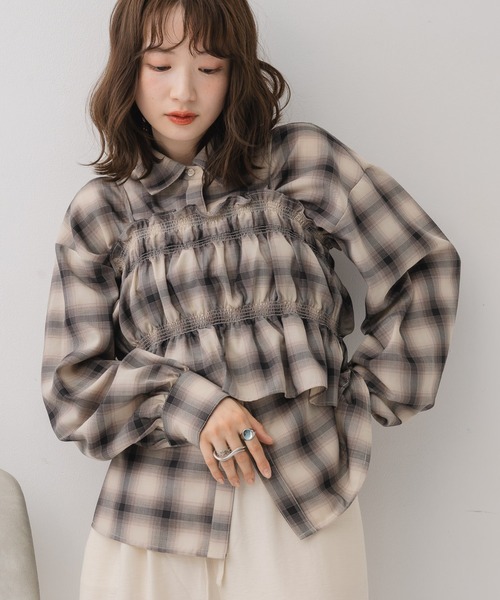 RETRO GIRL（レトロガール）の「ビスチェ付きチェックシャツ（シャツ/ブラウス・レディース・ブルー系その他2/ブラック系その他2/ブラウン系その他2・FREE）」の4枚目の写真