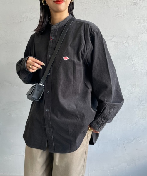DANTON（ダントン）の「[DANTON/ダントン] 細畝コーデュロイ バンドカラーシャツ（シャツ/ブラウス・レディース・オリーブ/チャコール/サンドベージュ/オフホワイト・42/40）」の2枚目の写真