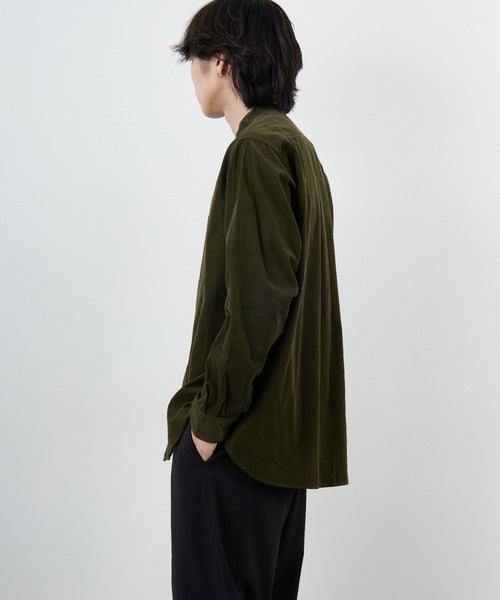 DANTON/ダントン] 細畝コーデュロイ バンドカラーシャツ（シャツ