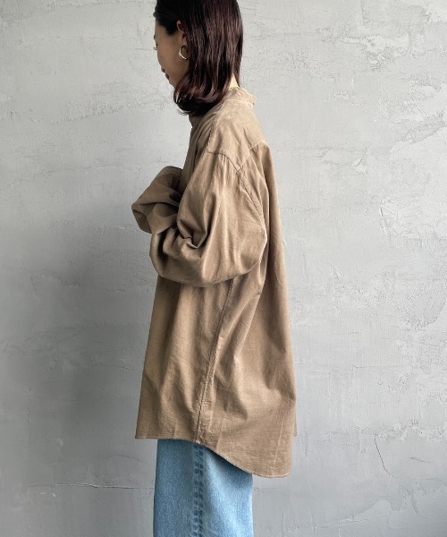 DANTON（ダントン）の「[DANTON/ダントン] 細畝コーデュロイ バンドカラーシャツ（シャツ/ブラウス・レディース・オリーブ/チャコール/サンドベージュ/オフホワイト・42/40）」の7枚目の写真