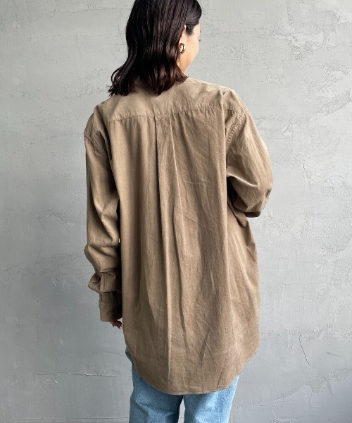 DANTON（ダントン）の「[DANTON/ダントン] 細畝コーデュロイ バンドカラーシャツ（シャツ/ブラウス・レディース・オリーブ/チャコール/サンドベージュ/オフホワイト・42/40）」の8枚目の写真