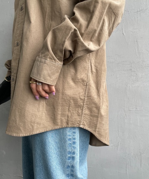 DANTON（ダントン）の「[DANTON/ダントン] 細畝コーデュロイ バンドカラーシャツ（シャツ/ブラウス・レディース・オリーブ/チャコール/サンドベージュ/オフホワイト・42/40）」の11枚目の写真
