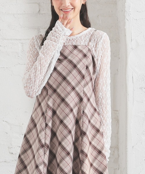 Honeys(ハニーズ)の「総レーストップス(Tシャツ/カットソー・レディース・ブラック/アイボリー/ホワイト/ブラウン・L/S/M)」の1枚目の写真