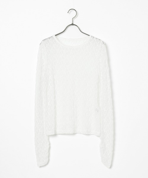 Honeys(ハニーズ)の「総レーストップス(Tシャツ/カットソー・レディース・ブラック/アイボリー/ホワイト/ブラウン・L/S/M)」の18枚目の写真