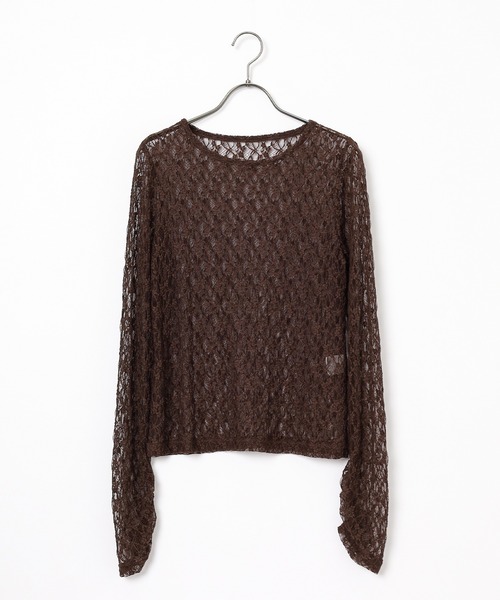 Honeys(ハニーズ)の「総レーストップス(Tシャツ/カットソー・レディース・ブラック/アイボリー/ホワイト/ブラウン・L/S/M)」の22枚目の写真