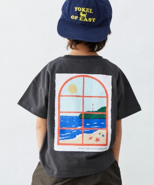 Fluffy BROTHERS(フラッフィーブラザーズ)の「パネルプリントTシャツ(Tシャツ/カットソー・キッズ・サーモンピンク/レンガ/スミクロ/ホワイト・90/100/110/120/80/130/140/150)」の1枚目の写真