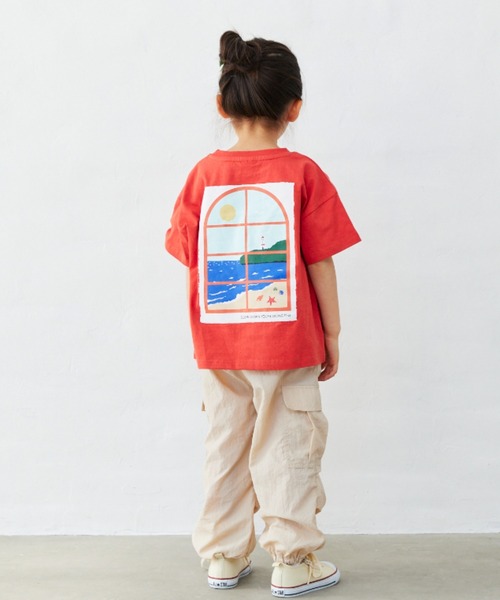 Fluffy BROTHERS(フラッフィーブラザーズ)の「パネルプリントTシャツ(Tシャツ/カットソー・キッズ・サーモンピンク/レンガ/スミクロ/ホワイト・90/100/110/120/80/130/140/150)」の21枚目の写真