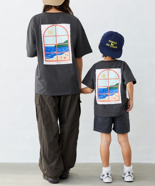 Fluffy BROTHERS(フラッフィーブラザーズ)の「パネルプリントTシャツ(Tシャツ/カットソー・キッズ・サーモンピンク/レンガ/スミクロ/ホワイト・90/100/110/120/80/130/140/150)」の9枚目の写真