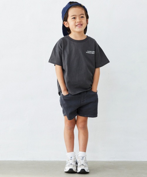 Fluffy BROTHERS(フラッフィーブラザーズ)の「パネルプリントTシャツ(Tシャツ/カットソー・キッズ・サーモンピンク/レンガ/スミクロ/ホワイト・90/100/110/120/80/130/140/150)」の7枚目の写真
