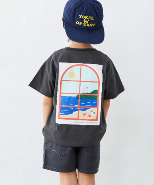 Fluffy BROTHERS(フラッフィーブラザーズ)の「パネルプリントTシャツ(Tシャツ/カットソー・キッズ・サーモンピンク/レンガ/スミクロ/ホワイト・90/100/110/120/80/130/140/150)」の6枚目の写真