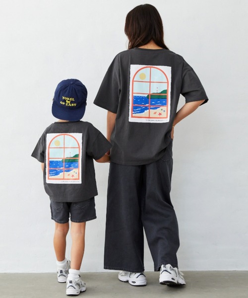Fluffy BROTHERS(フラッフィーブラザーズ)の「パネルプリントTシャツ(Tシャツ/カットソー・キッズ・サーモンピンク/レンガ/スミクロ/ホワイト・90/100/110/120/80/130/140/150)」の12枚目の写真