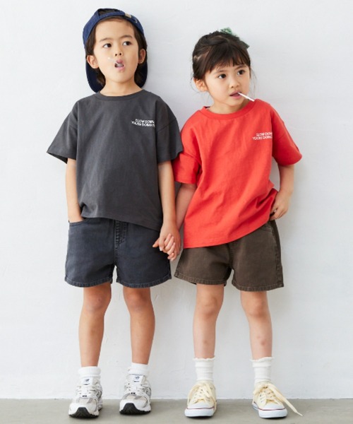 Fluffy BROTHERS(フラッフィーブラザーズ)の「パネルプリントTシャツ(Tシャツ/カットソー・キッズ・サーモンピンク/レンガ/スミクロ/ホワイト・90/100/110/120/80/130/140/150)」の15枚目の写真