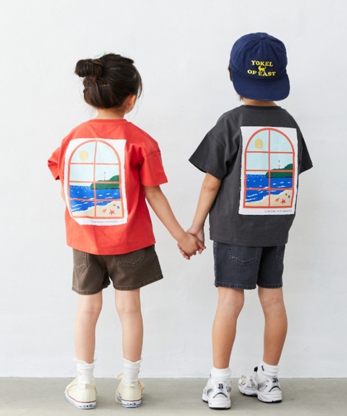 Fluffy BROTHERS(フラッフィーブラザーズ)の「パネルプリントTシャツ(Tシャツ/カットソー・キッズ・サーモンピンク/レンガ/スミクロ/ホワイト・90/100/110/120/80/130/140/150)」の16枚目の写真