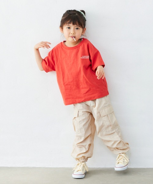 Fluffy BROTHERS(フラッフィーブラザーズ)の「パネルプリントTシャツ(Tシャツ/カットソー・キッズ・サーモンピンク/レンガ/スミクロ/ホワイト・90/100/110/120/80/130/140/150)」の19枚目の写真