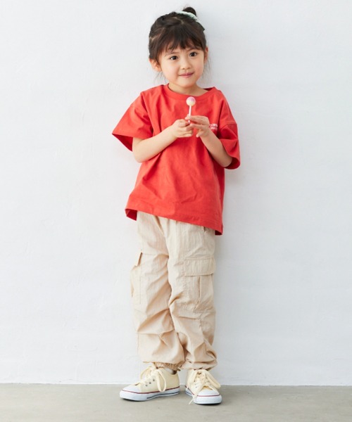 Fluffy BROTHERS(フラッフィーブラザーズ)の「パネルプリントTシャツ(Tシャツ/カットソー・キッズ・サーモンピンク/レンガ/スミクロ/ホワイト・90/100/110/120/80/130/140/150)」の22枚目の写真
