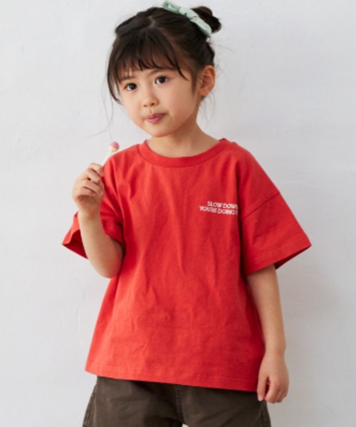 Fluffy BROTHERS(フラッフィーブラザーズ)の「パネルプリントTシャツ(Tシャツ/カットソー・キッズ・サーモンピンク/レンガ/スミクロ/ホワイト・90/100/110/120/80/130/140/150)」の20枚目の写真