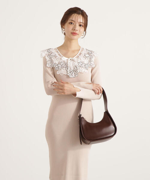 PROPORTION BODY DRESSING（プロポーションボディドレッシング）の「ケープ風レース付きニットワンピース / 1215240905（ワンピース・レディース・ダークグレー/ベージュ/ブルー・SMALL/MEDIUM）」の13枚目の写真