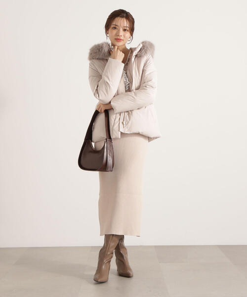 PROPORTION BODY DRESSING（プロポーションボディドレッシング）の「ケープ風レース付きニットワンピース / 1215240905（ワンピース・レディース・ダークグレー/ベージュ/ブルー・SMALL/MEDIUM）」の14枚目の写真