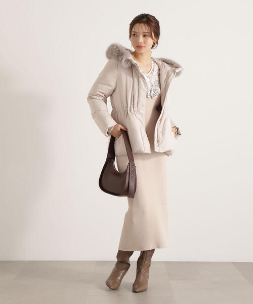 PROPORTION BODY DRESSING（プロポーションボディドレッシング）の「ケープ風レース付きニットワンピース / 1215240905（ワンピース・レディース・ダークグレー/ベージュ/ブルー・SMALL/MEDIUM）」の15枚目の写真