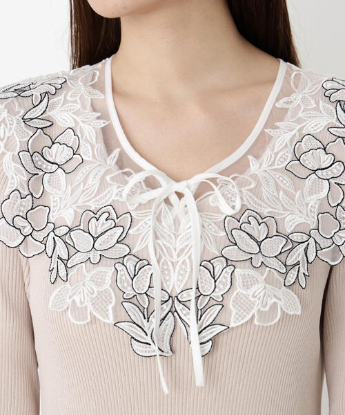 PROPORTION BODY DRESSING（プロポーションボディドレッシング）の「ケープ風レース付きニットワンピース / 1215240905（ワンピース・レディース・ダークグレー/ベージュ/ブルー・SMALL/MEDIUM）」の20枚目の写真